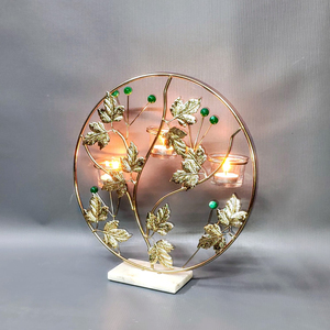 Luxury Metal Tealight Candle Holder Multi Candle Stand Leaf Design <b>Decorative</b> <b>Table</b> Centerpiece Home <b>Decor</b> - Product Image 1