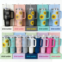 Nouveau produit phare 2026, Mug de voiture isotherme sous vide en acier inoxydable 40 oz, de haute qualité, personnalisé, motif dessin animé Halloween, avec paille et boîte de rangement