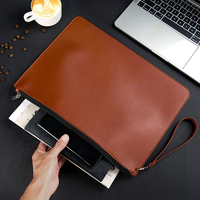 Sac de Rangement Portable en Cuir PU pour Téléphones et Tablettes, Format A4, avec Fermeture Éclair, Sacoche de Documents pour Hommes et Femmes