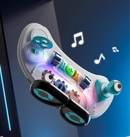 Poussette musicale en plastique 3-en-1 multifonctionnelle pour bébés, transformable en trotteur, avec musique