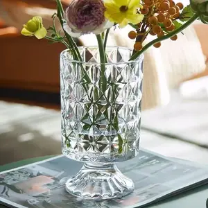 厂家直销高脚玻璃花瓶鲜花干花客厅餐桌摆件压花鲜花