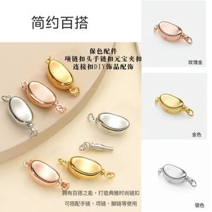 Cierre ovalado tipo lingote, conector de joyería de cobre plateado para pulsera, collar, accesorios de bricolaje - Product Image 1
