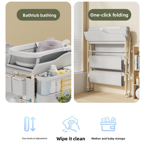 Foldable Portable Baby Care Table for Newborn, Multi-Functional Diaper Changing Bath Massage Touch Station Adjustable Height - Product Image 6