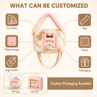 Sac à bandoulière en peluche avec fourrure imprimée vache et patch cochon, sac à main rose doux et duveteux, cadeau