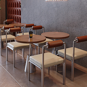 Mesa de centro redonda europea moderna, acero inoxidable y material de piedra, extremo de sala de estar o esquina de sofá, mesa auxiliar - Product Image 6