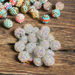 Perles colorées société nouvelle couleur blanche colorée acrylique résine lâche strass boule perles pour bijoux enfants collier fabrication - Product Image 3