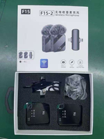 Microphone cravate sans fil à condensateur F15-2Mic avec lumières LED, omnidirectionnel, en métal, pour téléphone portable, avec suppression du bruit en direct