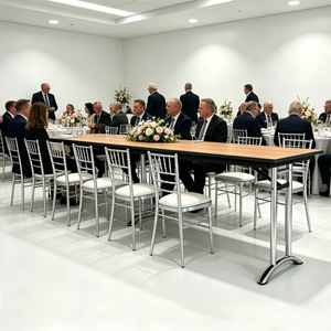 Hotel <b>Table</b> <b>Folding</b> Stainless Steel Leg Durable Contemporary Design Modern Appearance Panel Material - Product Image 1