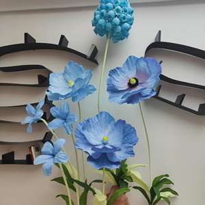 Flores gigantes de papel serie Azul, decoración de Jacinto de amapola para librería, cafetería, deshierbe, decoración de fiesta, decoración de casa - Product Image 4