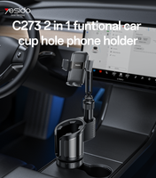 Support de téléphone rotatif Yesido 720° 2-en-1 pour porte-gobelet de voiture avec base réglable C273