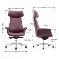 Chaise de bureau ergonomique en cuir de première qualité importé, dossier haut, chaise de direction avec verrouillage d'inclinaison à 4 positions et appui-tête extra large