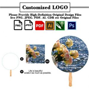 Promotion Company Activity Gift Custom Double Sided Full Color Logo Printed Wooden Handle Paper Fan Sublimation Churchfan Fan - Product Image 3