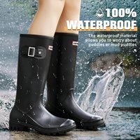 Bottes de pluie Wellington imperméables en PVC pour femmes, couleur personnalisée, hauteur genou, mode, extérieur, YL-1738