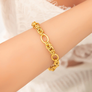 Fashion Chain Link <b>Bracelet</b> Set <b>Gold</b> Tone <b>Chunky</b> Heart Charm Unisex Jewelry - Product Image 2