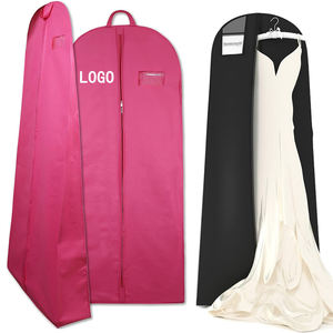 Housse de robe de mariée grande capacité personnalisable avec logo imprimé, imperméable, en non-tissé, avec petite fenêtre transparente - Product Image 1