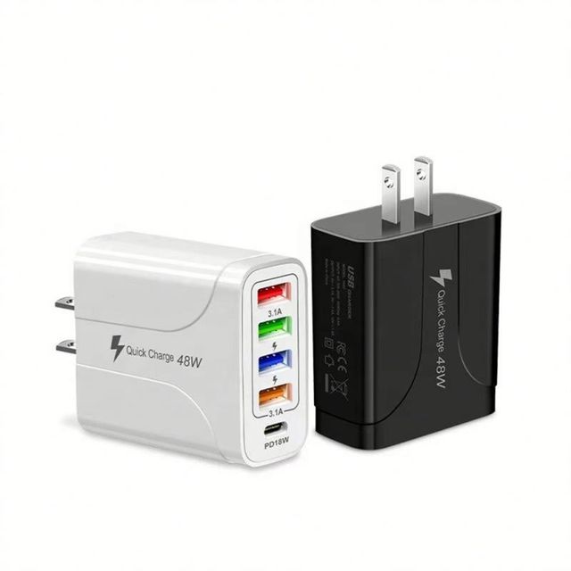 PD18W USBA 3.1A Total 48W USB C PD Fast Charger 5-Ports Charger Adapter for IPhone14 12 13 Pro Max Xiaomi Phone Charger