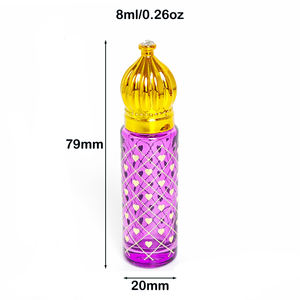 Flacons de parfum à bille vides de 8 ml, design luxueux, noir, bleu, rouge, vert, violet, or, attar, cosmétique essentiel - Product Image 6