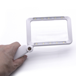 BIJIA de mano 10 Luces LED 4X <span class=keywords><strong>lupa</strong></span> 3 engranajes Interruptor táctil lectura recargable cuadrado plegable diseño plástico - Product Image 4