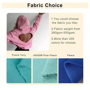 OEM vente en gros logo personnalisé sexy pull dos nu polaire de haute qualité nouveau pull épais surdimensionné évider sweat à capuche court pour femmes - Product Image 2