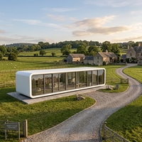 Maison conteneur en verre préfabriquée modulaire de 20 pieds, portable et mobile, pour bar, bureau à domicile, café, cabine ou mini-maison