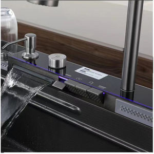 Fregadero de Cocina Moderno de Acero Inoxidable 304, de un Solo Tazón, con Grifo Extraíble y Accesorios - Product Image 3