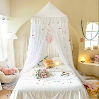 Moustiquaire de plafond ronde double couche en dentelle, style Princesse Royale, rose et bleue, romantique, élégante, pour vente en gros, avec rideau de bar et tente