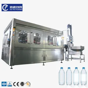 Linea di impianti di produzione automatica tappatura di bottiglie imballaggio macchina di riempimento di liquidi per imbottigliamento di acqua pura minerale