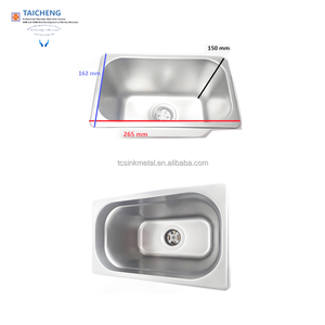 <span class=keywords><strong>Lavello</strong></span> singolo <span class=keywords><strong>piccolo</strong></span> in acciaio inox 265x162x150mm con foro per filtro da 70mm - Product Image 2