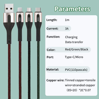 Nueva llegada USB Tipo-C Cable de cargador rápido 3A Carga rápida para dispositivos IOS Chaqueta de nailon Conductor de cobre puro