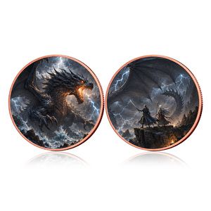 Nuevo Diseño de Monedas de Cobre Gemelas, Moneda Conmemorativa de <span class=keywords><strong>Caballero</strong></span> Dragón Mago, 1oz de Cobre Fino - Product Image 4