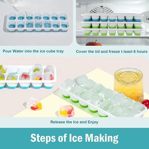 Silicone Plastic Items Refrigerator Ice Cube Tray <b>Box</b> <b>Stackable</b> Ice Cube Tray with Lid - Product Image 4