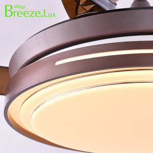 Ventilador de techo LED súper moderno de 42 "/48" con 4 aspas Control remoto oculto 12V CC Diseño tradicional para Baño - Product Image 6