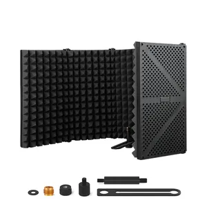 Kinter Foldable Sound Absorbing Foam Reflector Studio Microphone Isolation Shield Noise Cancelling Pop Filter Plastic Microfono