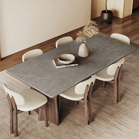 Table à manger rectangulaire moderne et simple de luxe italienne, en bois massif, extensible, avec plateau en pierre blanche pure, pour salon, 8 places
