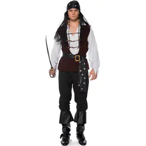 Halloween Erwachsene Seefürst der Herren Hochseeflugter Abenteuerskostüm Karibik-Kapitän Piraten Jack Cosplay-Kostüm