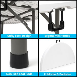 4ft 6ft 8ft Popular Light Plastic Resin White <b>Folding</b> <b>Tables</b> <b>Round</b> Plastic <b>Folding</b> <b>Table</b> and Chair for Events - Product Image 3