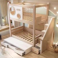 Lit superposé moderne en bois avec toboggan, confortable, pour appartement et école, vente en gros, prix usine JS, luxe abordable, promotion