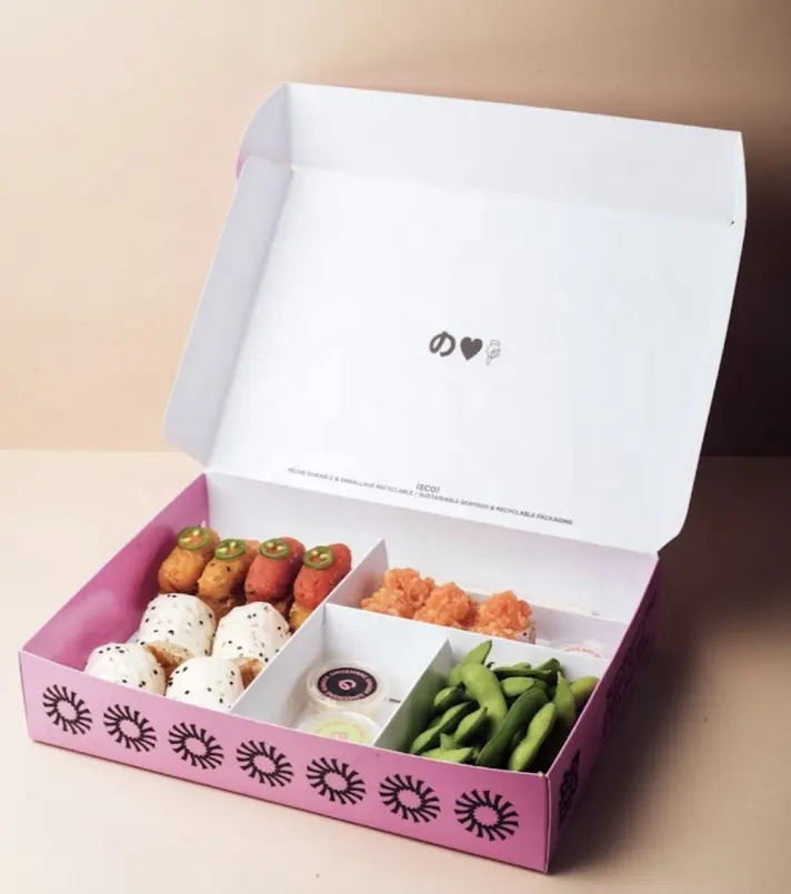Fast Delivery Time Noodle Chocolate Food Grade Disposable Gift Paper Foldable Custom Print Sushi Pake Box