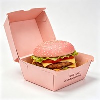 Caja Plegable para Hamburguesas con Laminado Mate, Caja para Pollo Frito Resistente a la Grasa, Biodegradable, para Comida Rápida