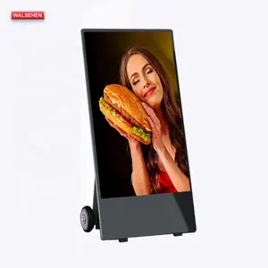 Açık taşınabilir 43 inç pil LCD reklam işareti elektrik menü panosu tekerlek ile