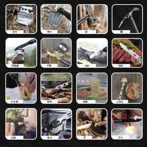 Kit d'outils de survie multifonctionnel TD14, ensemble compact de hache et pelle d'urgence en métal pour le camping en plein air, avec étui de transport, gris - Product Image 4