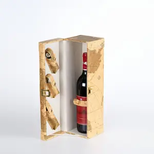 Boîte à vin rouge de luxe en cuir véritable en bois avec logo personnalisé emballage de bijoux en papier noir boîte en PU avec emballage vente à chaud en 2024