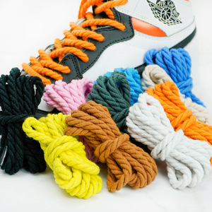 Cordones redondos de calidad de 6mm de ancho 120-160cm, cordones de cuerda de 12 colores para zapatillas de deporte hechos de algodón y cuero - Product Image 2