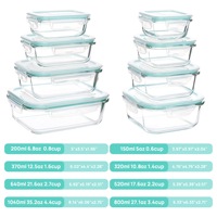 8 boîtes de conservation alimentaire en verre, hermétiques, pour préparation de repas, avec couvercles à fermeture étanche, compatibles micro-ondes et congélateur, sans BPA