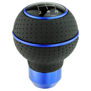 หัวเกียร์หนังสีน้ำเงินทรงกลมแบบ Ergonomic สำหรับรถยนต์เกียร์ธรรมดา - Product Image 1