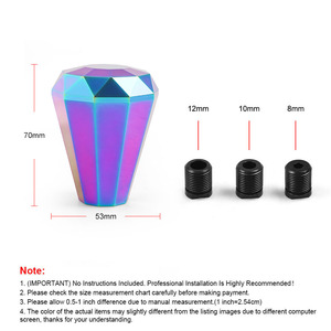 Pommeau de levier de vitesses en aluminium diamant pour modification de voiture avec adaptateur 8/10/12 mm disponible en plusieurs couleurs type cristal - Product Image 4