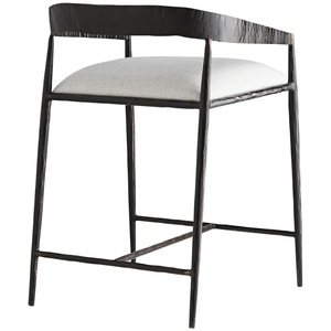 Tabouret de bar haut Ansel en lin et fer/acier, durable, pour bar à domicile et salle à manger - Product Image 4