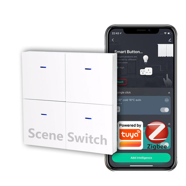 ZB-SG-4 ZigBee Scene Switch 4 Gang Wireless Tuya Controller Automation Scenario Battery Powered Work with Smart Life