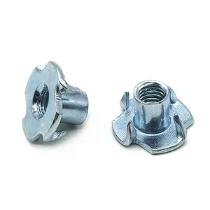 China Wholesale Custom Wood Thread Insert T-nuts 3/8 5/16 M4 M5 M6 M8 M10 Slot Drop In T Nut Stainless Steel 4 Claw Tee Nut