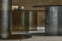 Table basse italienne moderne minimaliste, table d'appoint ronde, salon, plateau en verre, vente directe d'usine